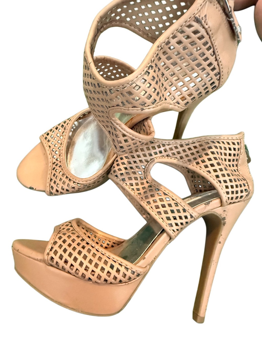 Simply Vera Vera Wang Peach Perforated Platform Stiletto Sandals
